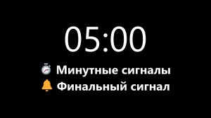 Таймер на 5 минут - Прямой отсчет с минутными сигналами (Мягкий сигнал в конце) | Mono Chrono