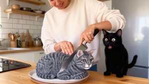 Реакция кошки на разрезание торта 😺 Подборка реакций кошек. Смешные животные. Кошки. Смешное видео