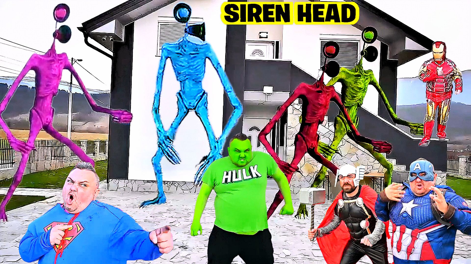 📢 СИРЕНОГОЛОВЫЙ 📢 - против СУПЕРГЕРОЕВ. Кто круче? SIREN HEAD или SUPERHEROES. смотреть онлайн