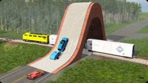 Автомобили против гигантской мостовой выпуклости ▶️ BeamNG Drive