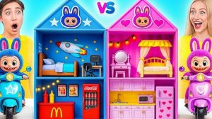 Строим Удивительный Кукольный Домик для Лабубу | Дорогой vs Дешевый Креативные Лайфхаки Для Декора