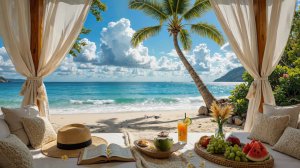ЛЕТНИЙ ДЖАЗ В ПЛЯЖНОЙ БЕСЕДКЕ У ОКЕАНА ДЛЯ ОТДЫХА И РАССЛАБЛЕНИЯ 🌴🎷