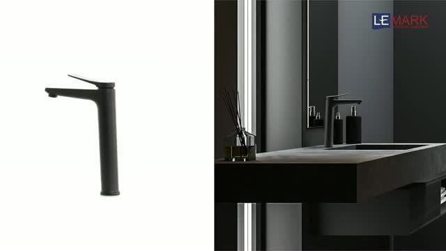 Смеситель для раковины Lemark Bronx LM3709BL с донным клапаном, черный матовый