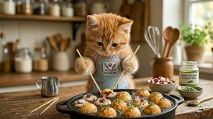 МИЛЫЙ КОТ ГОТОВИТ ПЫШНЫЕ БУЛОЧКИ С ОВОЩАМИ