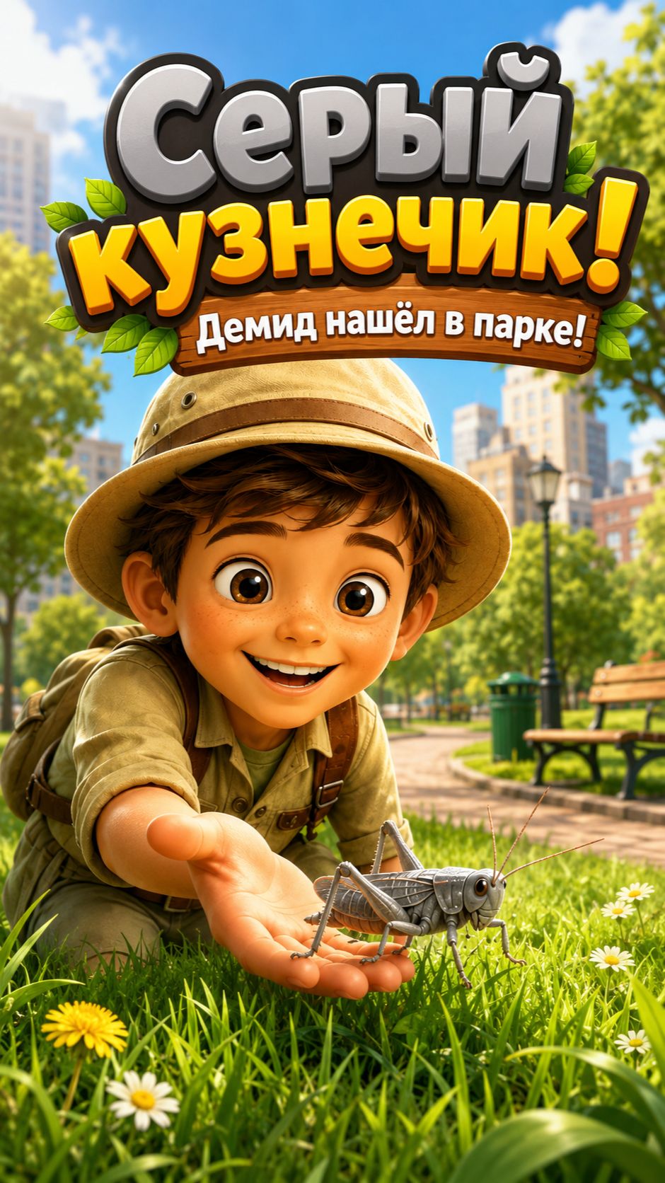 Демид нашёл лесного кузнечика 🦗 И отпустил его домой! смотреть онлайн