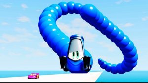 Эпичная погоня гигантской змеи против автомобилей Молнии в BeamNG Drive