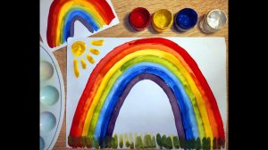 Рисуем радугу, смешиваем краски. для детей 4-5 лет