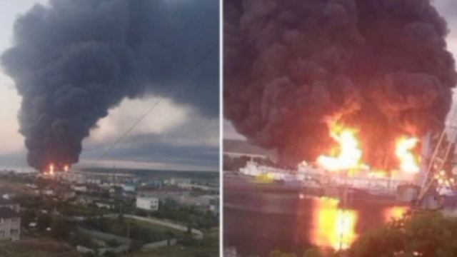 Ночью 20-21 июня по Керчи и порту Кавказ нанесена массированная атака БПЛА. Взрывы и пожары продолж смотреть онлайн