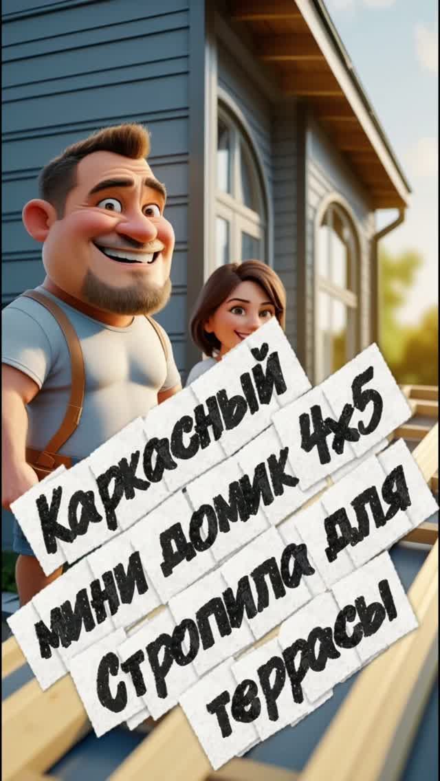 Каркасный мини дом 4х5 своими руками. Стропила для терассы.