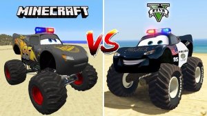 Minecraft: монстр-трак Маккуин ПОЛИЦИЯ против GTA 5: монстр-трак Маккуин ПОЛИЦИЯ — кто лучше?