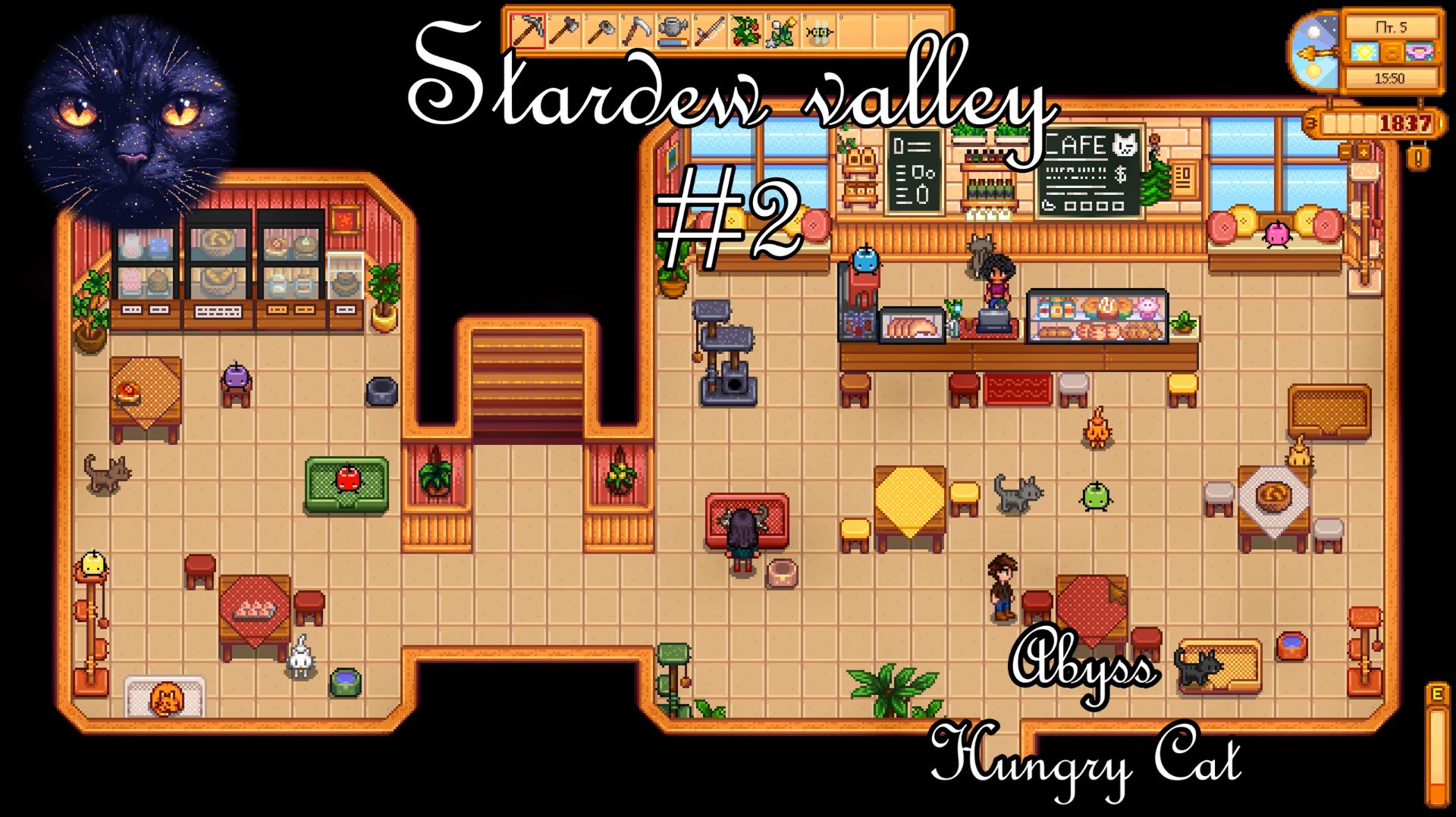 Посещаем котокафе в деревне Санберри, рыбачим и сажаем пастернак - Stardew Valley #2