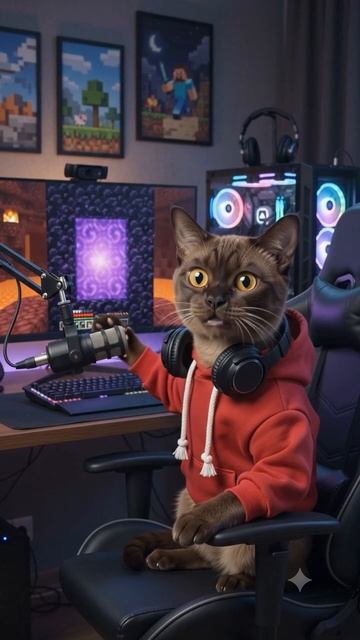 Кот решил пройти Minecraft… ПК не выдержал 😹💻