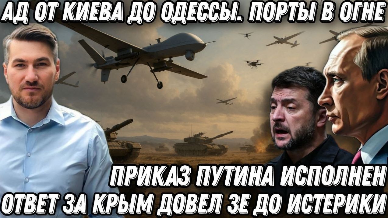 Ад от Киева до Одессы. Порты в огне. Склады НАТО в щепки. Ответ за Крым довёл Зеленского до истерики смотреть онлайн
