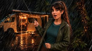 🌧️ Прячусь от ШТОРМА в автодоме: Вэнлайф под проливным дождем и готовка на костре (ASMR)