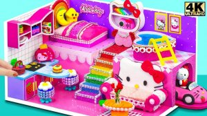 Повторно используйте картон, чтобы сделать милый домик Hello Kitty с бассейном из слизи в форме серд