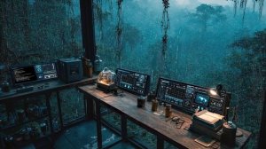 Abandoned Jungle Research Station During Heavy Night Rain ｜ 100 Minutes