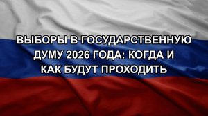 Выборы в Государственную думу 2026 года: когда и как будут проходить