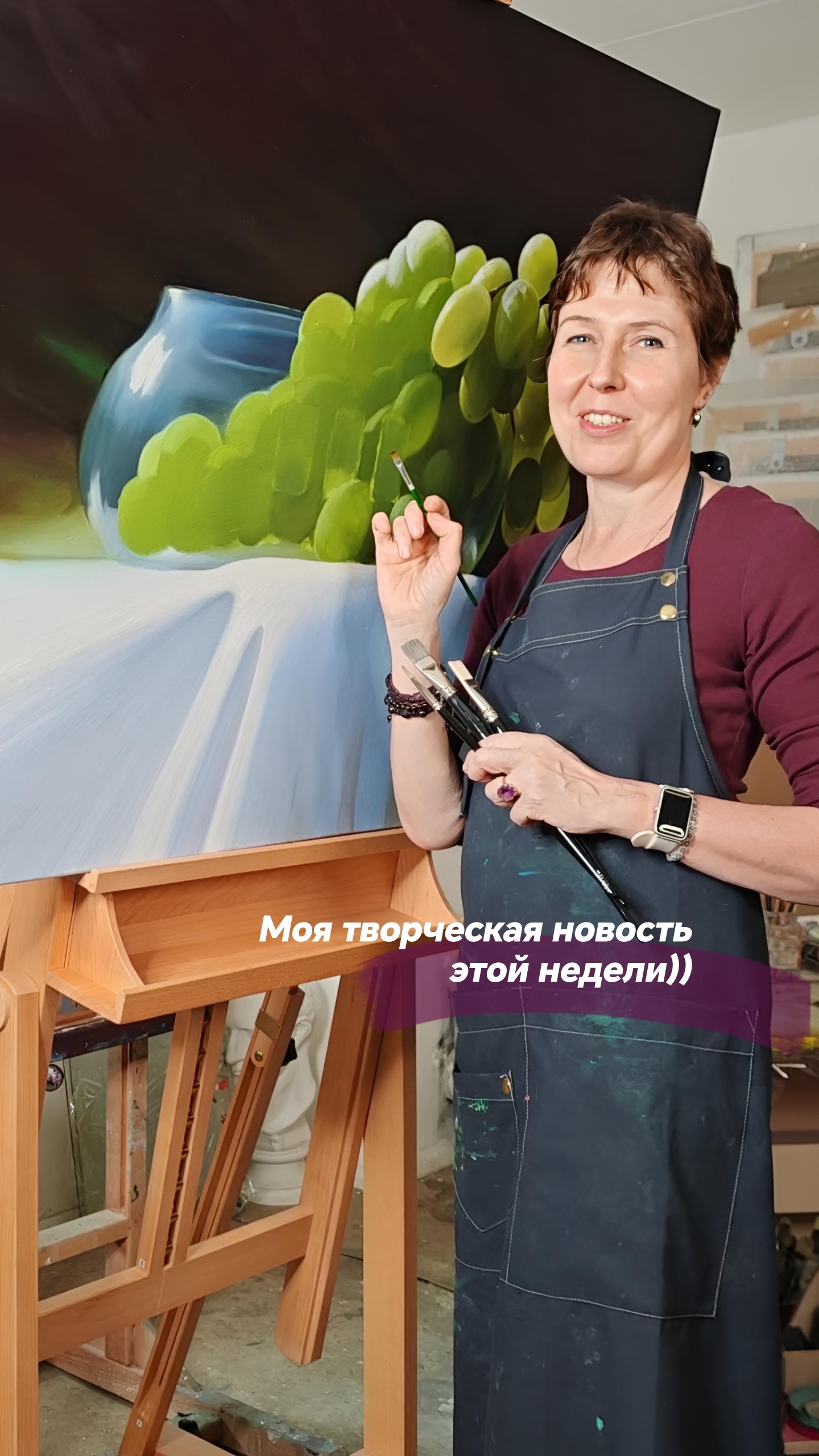 Картина с виноградом маслом для интерьера