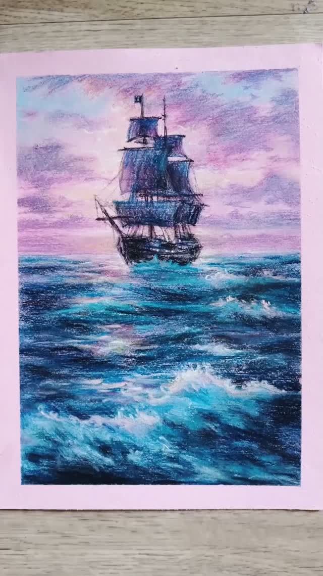 Море. рисунок пастелью