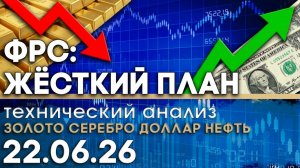 План Уорша в действии: сюрприз от ФРС. Анализ рынка золота, серебра, нефти, доллара 22.06.2026 г