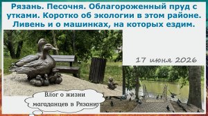 Рязань. Песочня. Облагороженный пруд с утками. Коротко об экологии в этом районе.Ливень и о машинках