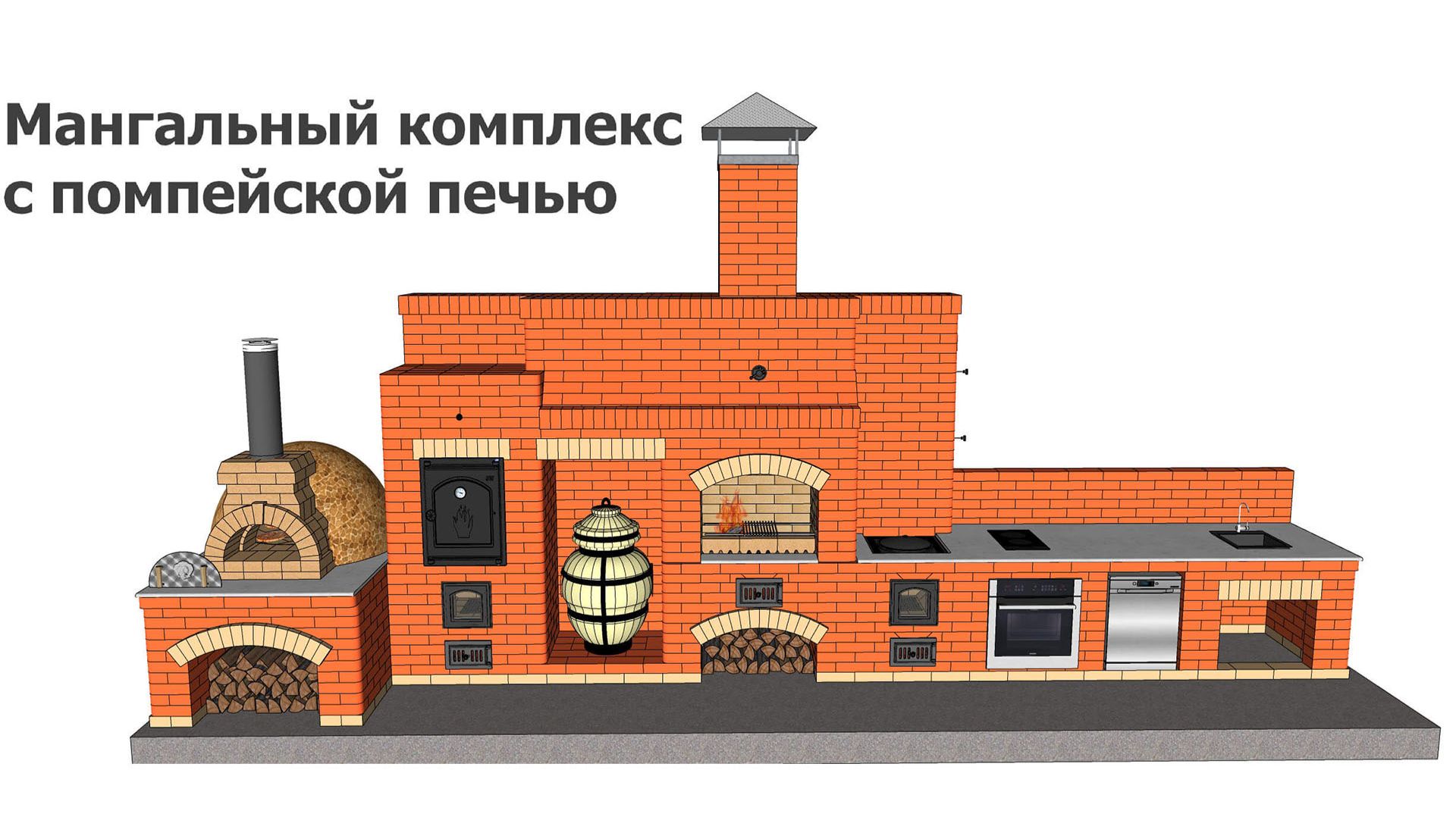 Мангальный комплекс с помпейской печью