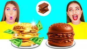 Челлендж. Шоколадная Еда vs Настоящая еда # Фантастические Лайфхаки с Едой от Fun Challenge