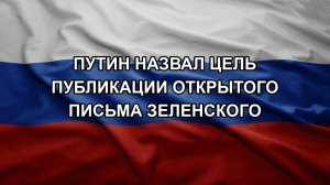Путин назвал цель публикации открытого письма Зеленского