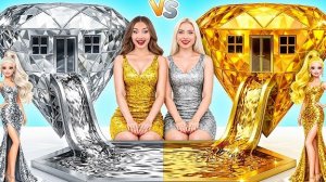 Строим Удивительный Кукольный Домик Золотой vs Серебряный Челлендж | Креативные Лайфхаки Для Декора