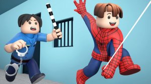 Самый ловкий побег в ROBLOX ЧЕЛОВЕКА ПАУКА от злых полицейских