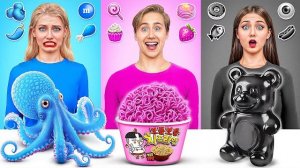 24 Часа Едим Еду Одного Цвета Челлендж _ Забавные Кухонные Лайфхаки с Multi DO Challenge