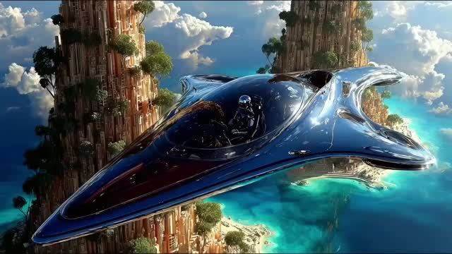 Утопический научно-фантастический саундскейп. Нео-футуристический город и океанские каналы.