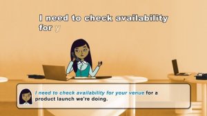 Booking a venue - 57 - English at Work books the room
