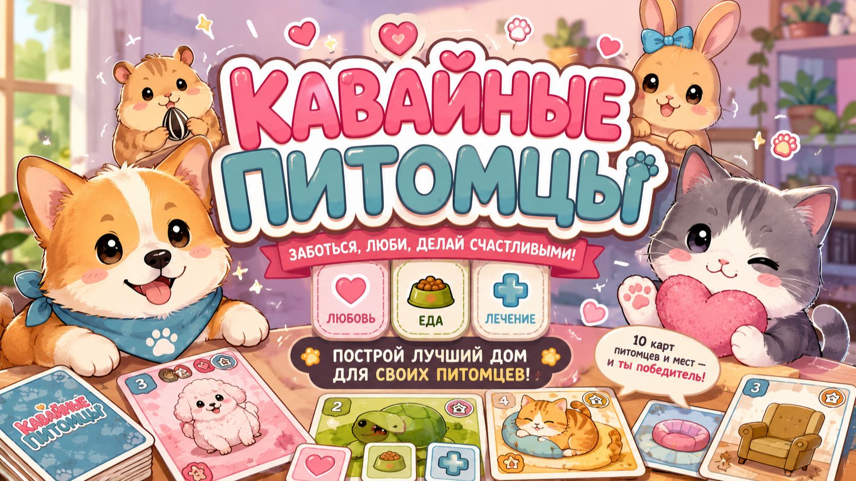 Настольная игра «Кавайные питомцы» — правила, обзор и как играть🐶
