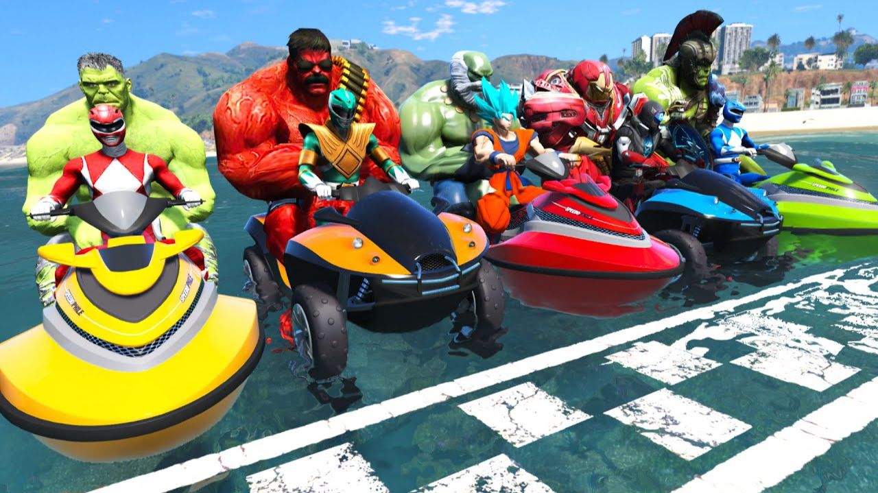 СУПЕРГЕРОИ НА АКВАБАЙКАХ: КТО ПЕРВЫМ ПЕРЕСЕЧЁТ ФИНИШ В GTA