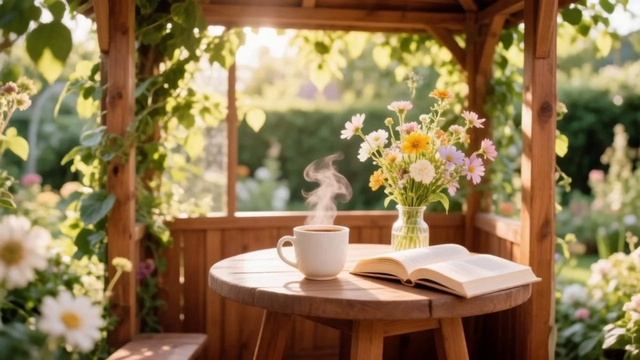 Красивая музыка для души, отдых в беседке с травяным чаем, музыка для расслабления