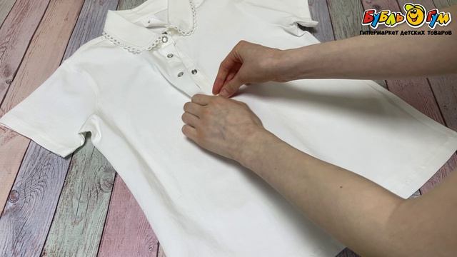 Блузка Lanson Kids школьная классическая трикотажная на кнопках белая  - видео