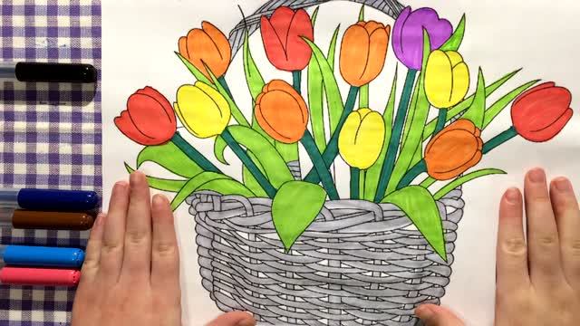 Корзина с Цветами на 8 Марта МАМЕ! Открытка Бабушке своими руками! смотреть онлайн