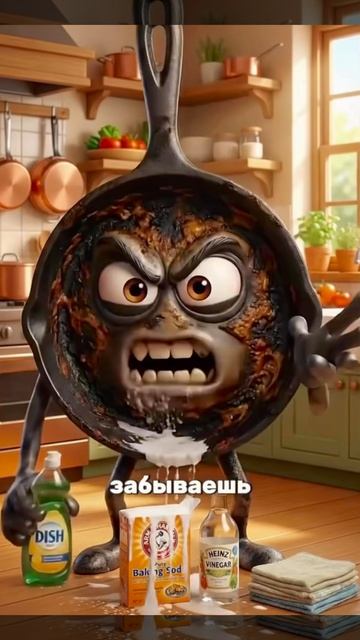 Как быстро очистить сковородку 🍳