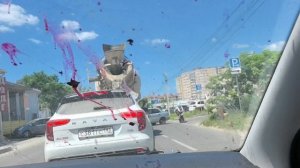 Утренний коктейль  и машина с вишней. Новые шторы.