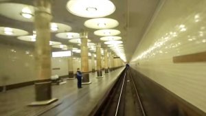 Прибытие на станцию «Киевская» вид из кабины машиниста вагона типа А