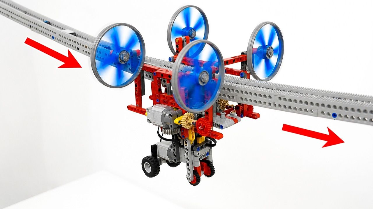 Испытание пропеллерного транспортного средства LEGO на пробеге по самому длинному балочному рельсу смотреть онлайн
