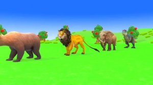 Мультфильм: Длинная игра-слайд с Коровой, Слоном, Гориллой, Бегемотом, Тигром, 3d-игра с животными