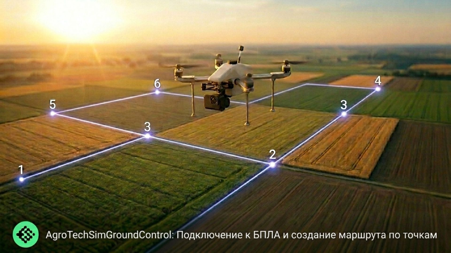 Подключение к БПЛА и создание маршрута по точкам в AgroTechSimGroundControl