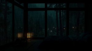 ЛИВЕНЬ ЗА ПАНОРАМНЫМИ ОКНАМИ В ЛЕСНОЙ СПАЛЬНЕ ДЛЯ ГЛУБОКОГО СНА 🌧️