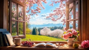 ЛЕТНЕЕ УТРО У ОТКРЫТОГО ОКНА С ПЕНИЕМ ПТИЦ ДЛЯ ЧТЕНИЯ И СПОКОЙСТВИЯ 🌸🐦