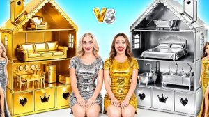 Строим Удивительный Кукольный Домик Золотой vs Серебряный Челлендж | Потрясающий Творческий Челлендж