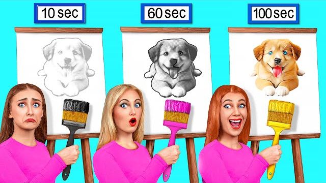 10 Секунд vs 60 Секунд vs 100 Секунд Челлендж Рисунков _ Смешные Cитуации от Mega DO Challenge смотреть онлайн