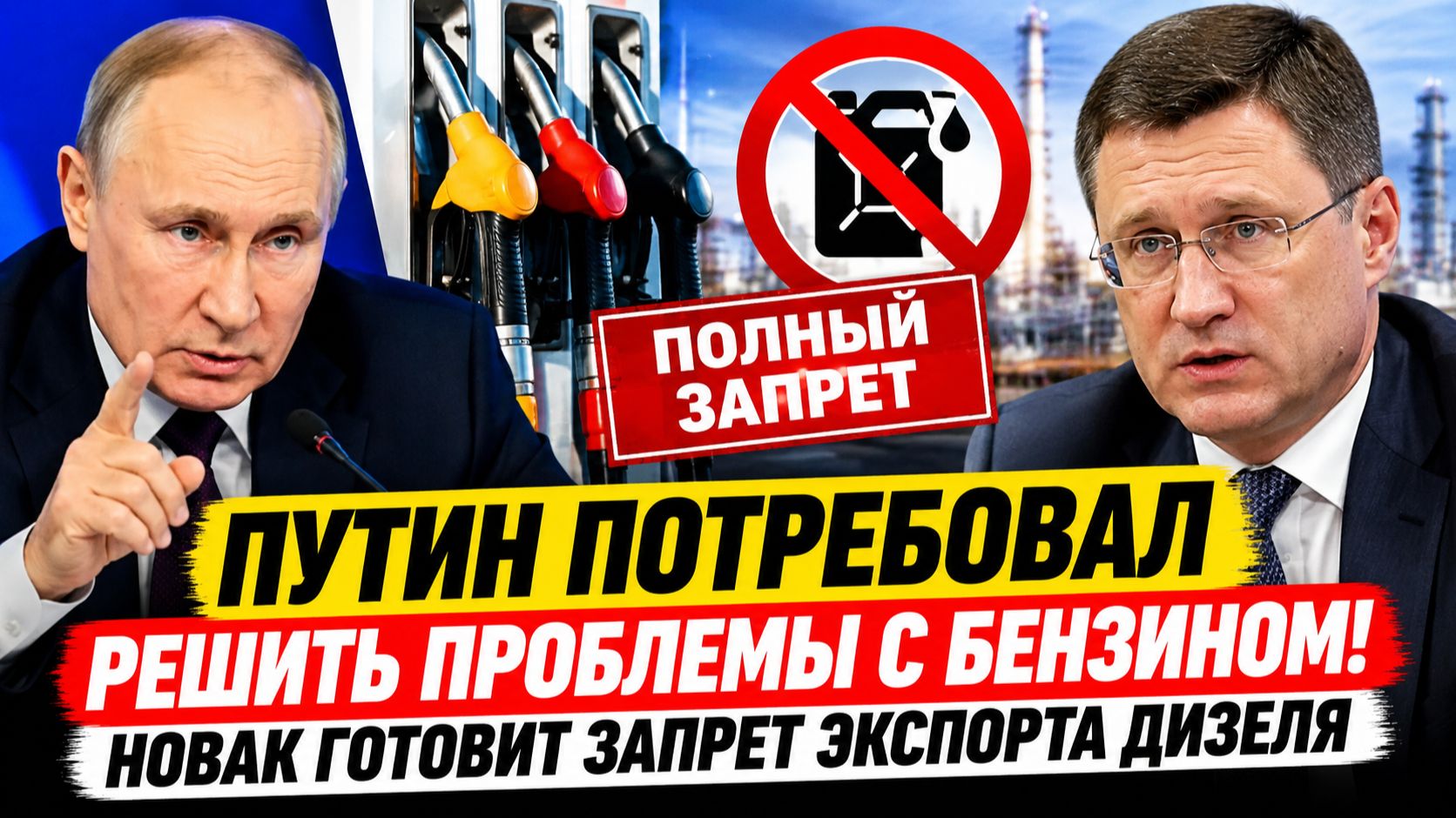 Путин потребовал решить проблемы с бензином: Новак готовит полный запрет экспорта дизеля смотреть онлайн