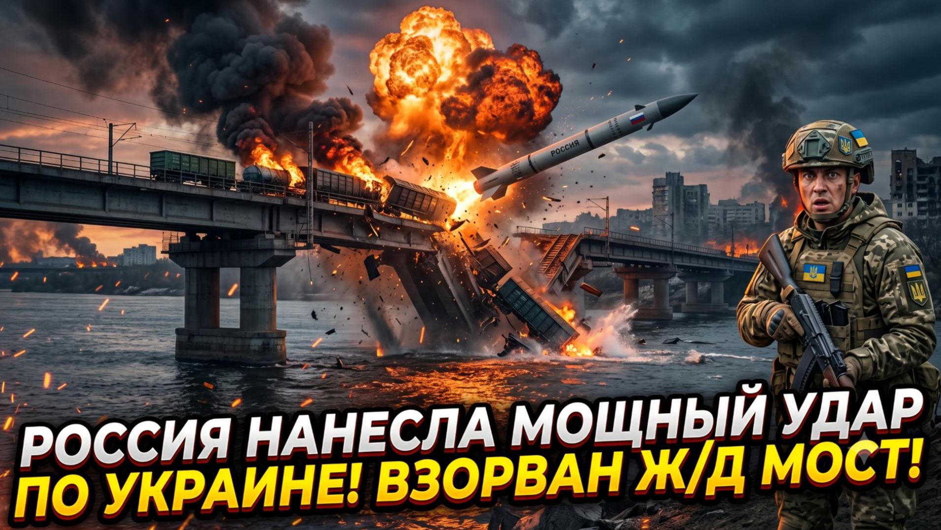🚂 КРУШЕНИЕ ЛОГИСТИКИ: Россия обрушила ракетный шквал на Украину! Железнодорожный мост уничтожен!